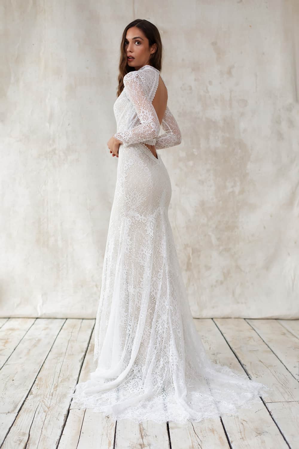 Vintage Lace Wedding Dresses With Sleeves Leah Bridal