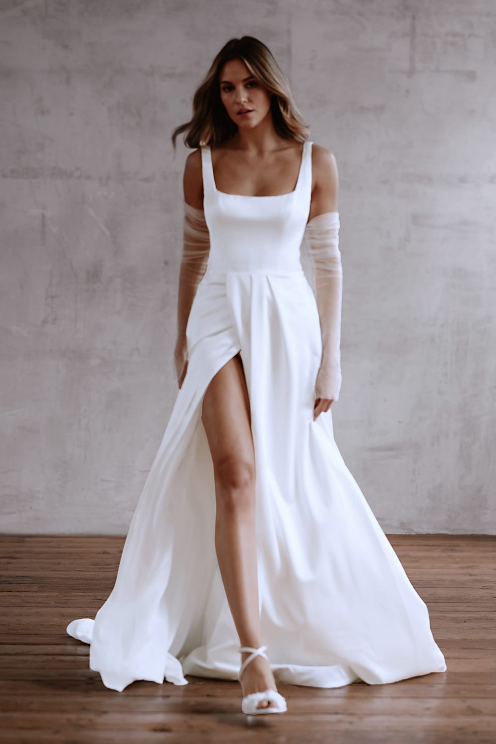 Boho Wedding A Line Dress With Square Neckline Bridal Shop London