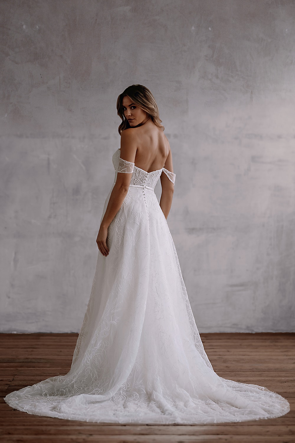 Boho Wedding A line Wedding Dress With Removable Sleeves Bridal