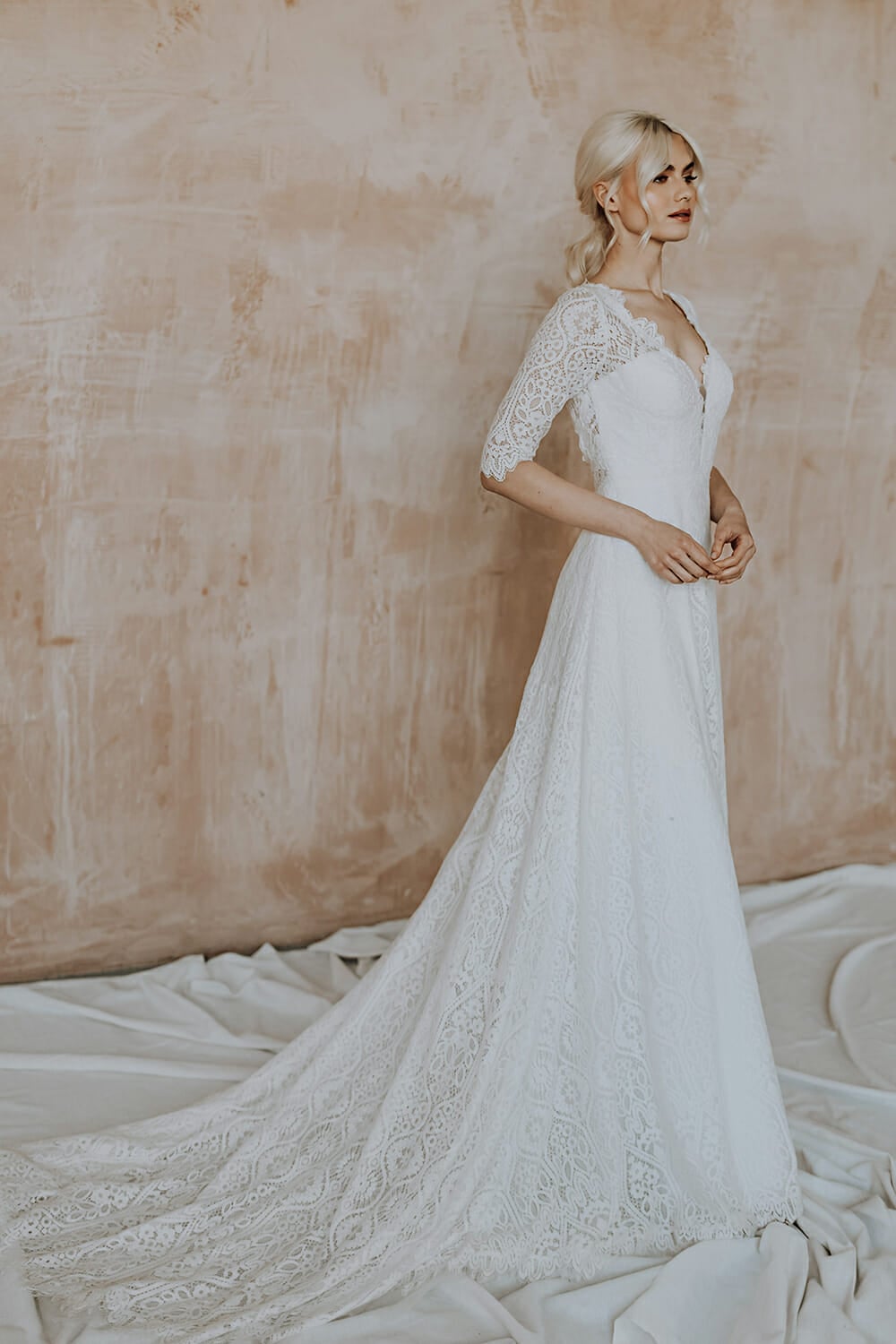 Kimberly modest wedding dress with long sleeves Love Spell Design Bridal Shop Near Me Wedding Dress Shops London Wedding Dresses Lace Wedding Dress Lace Boho Wedding Dresses Boho Wedding Dress Boho Dress Wedding Dress Summer