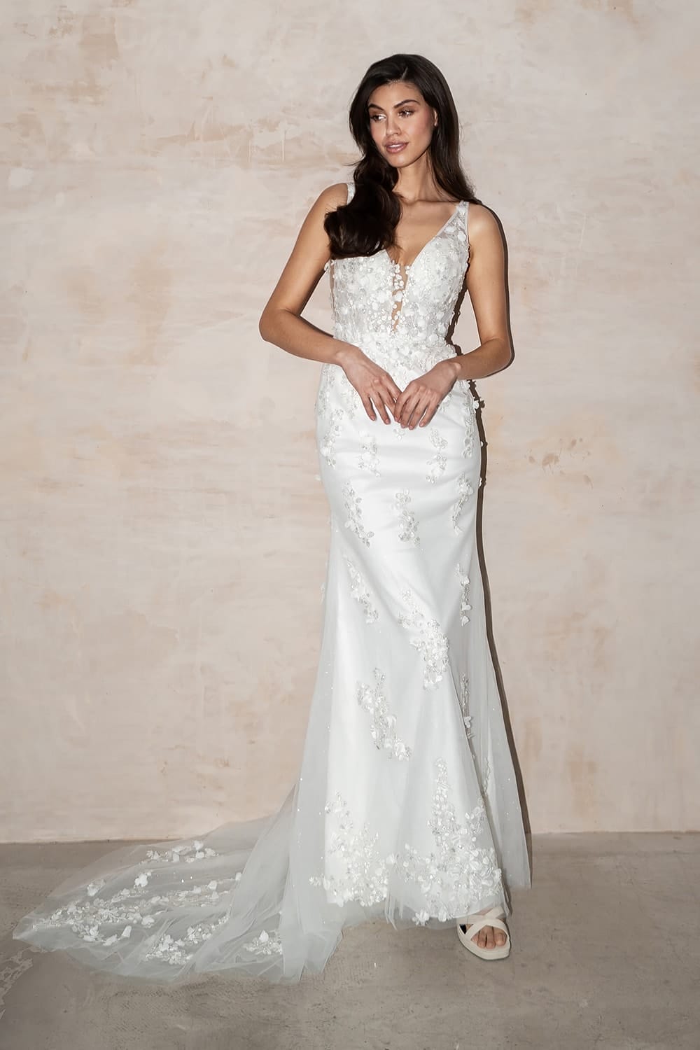Luna UK30308 Wedding Dress V Neck Wedding Dress Lace 8 Love Spell Design