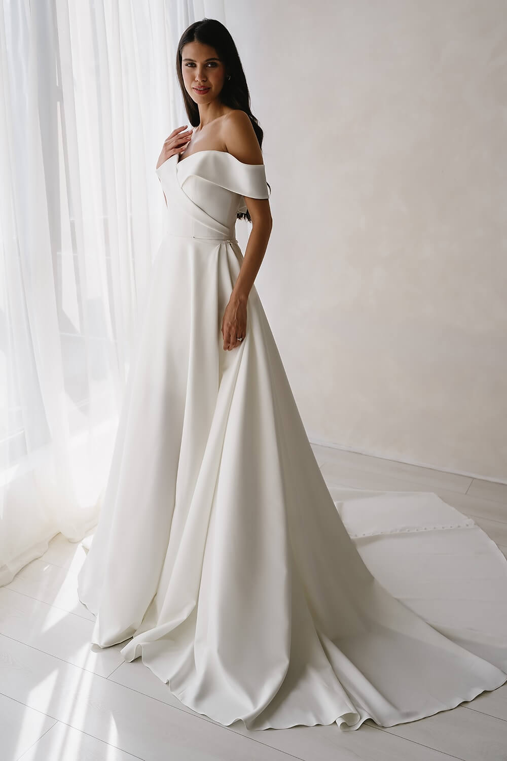 Shannon Simple Convertible Crepe Wedding Dress From £995